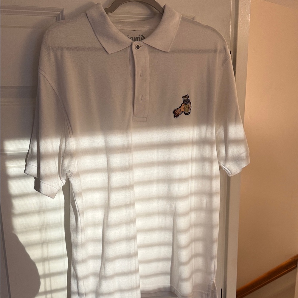 Liquid Death Mountain Water Embroidered Polo Shirt - White
